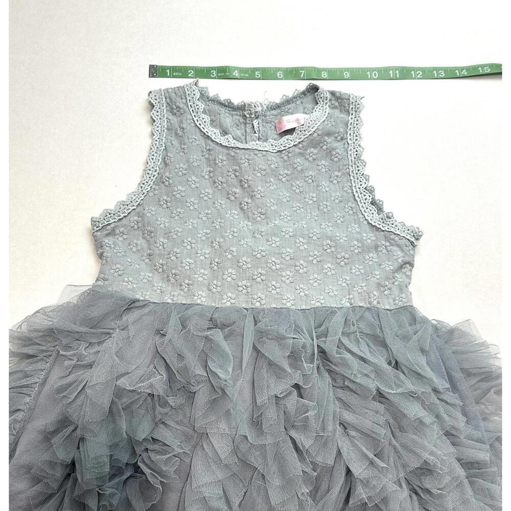 Hudiehua Girls Tutu Dress Tulle Sleeveless Floral Lace Gray Size 130 cm US 8 - Picture 8 of 14